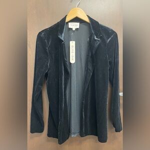 Olive + Oak Black Velvet Open Collared BlazerJacket. Size L💙 BNWT